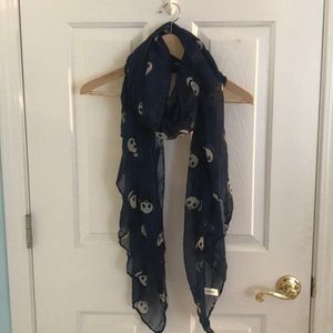 Lightweight Navy Panda Scarf/Shawl